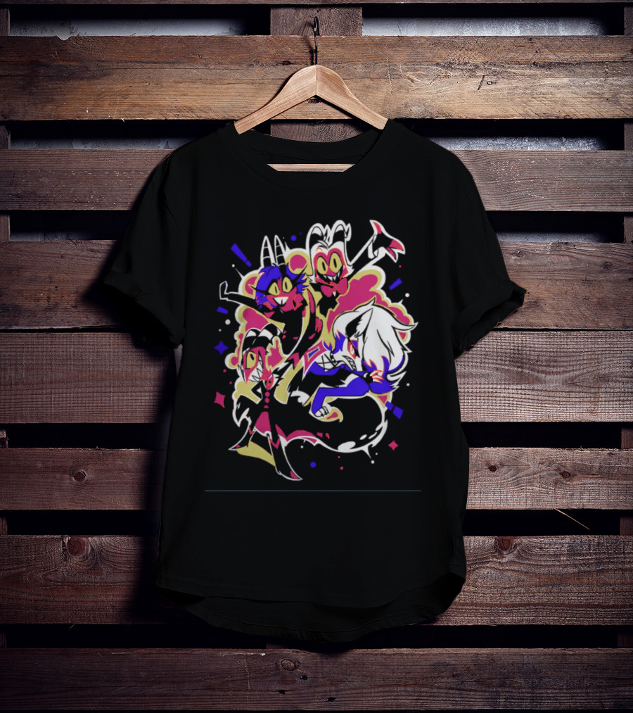 Shark Robot Shop Imp Pop Squad Helluva Boss Cartoon Characters T-Shirt