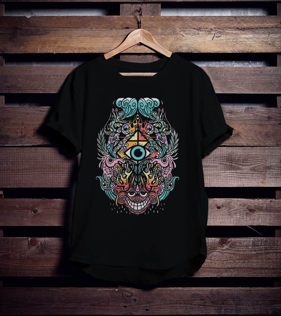 Zingara Merch Zingara Mindship Psychedelic Art Visionary Eye Multicolor Mask T-Shirt