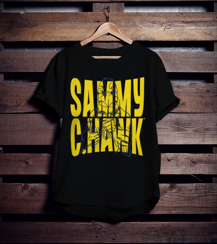 UNC Wilmington Seahawks Sammy C. Hawk Bold Yellow Text With Mascot Outline T-Shirt