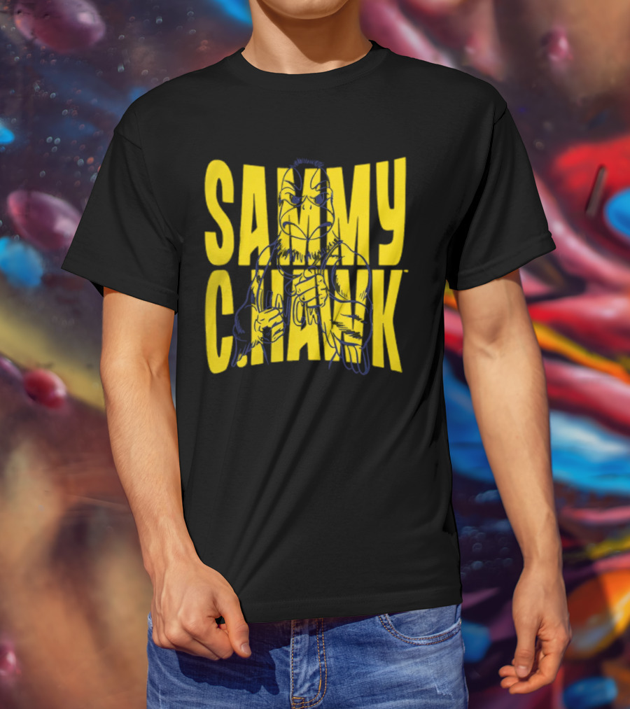 UNC Wilmington Seahawks Sammy C. Hawk Bold Yellow Text With Mascot Outline T-Shirt