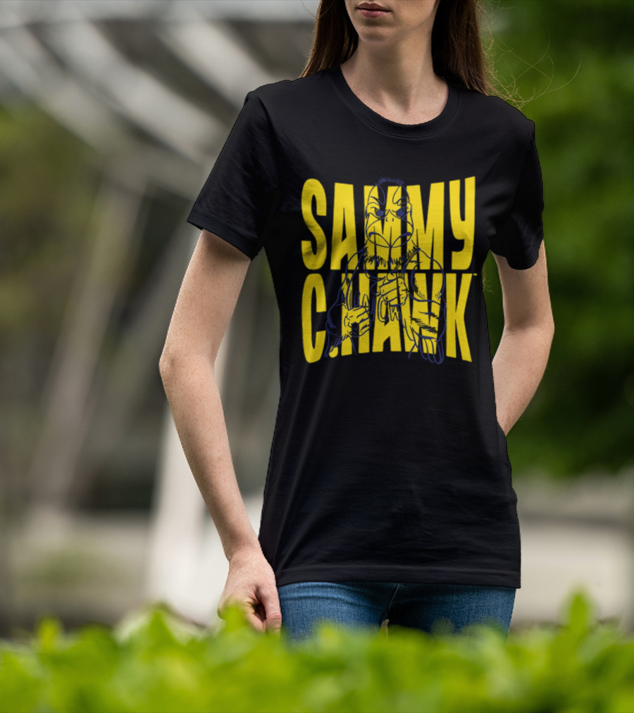 UNC Wilmington Seahawks Sammy C. Hawk Bold Yellow Text With Mascot Outline T-Shirt