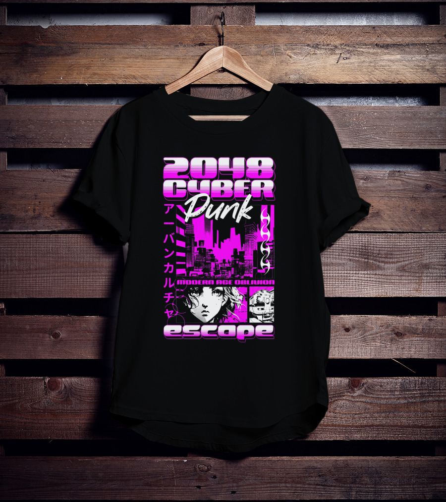 2048 Cyber Punk Escape Modern Age Oblivion Japanese Anime Urban Culture T-Shirt