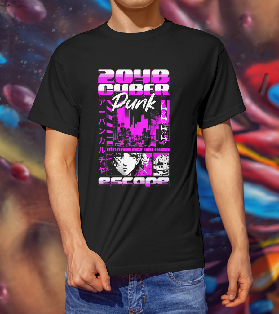 2048 Cyber Punk Escape Modern Age Oblivion Japanese Anime Urban Culture T-Shirt