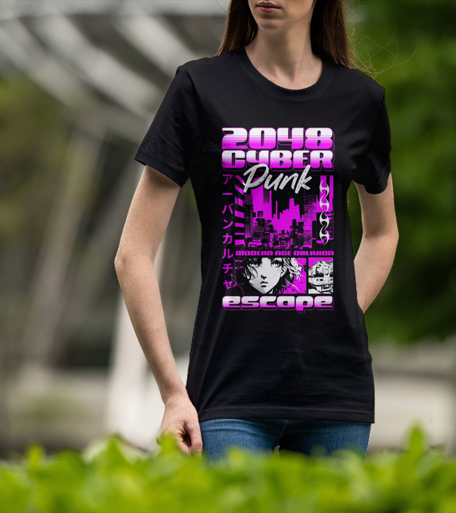 2048 Cyber Punk Escape Modern Age Oblivion Japanese Anime Urban Culture T-Shirt