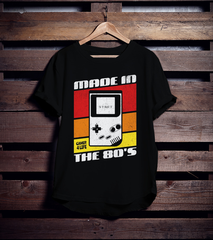 Made IN The 80'S Gamer 4 Life Vintage Gaming Start T-Shirt