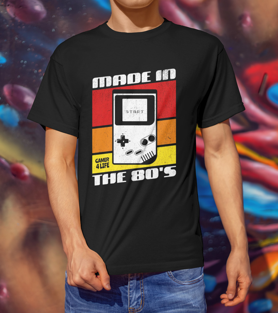 Made IN The 80'S Gamer 4 Life Vintage Gaming Start T-Shirt