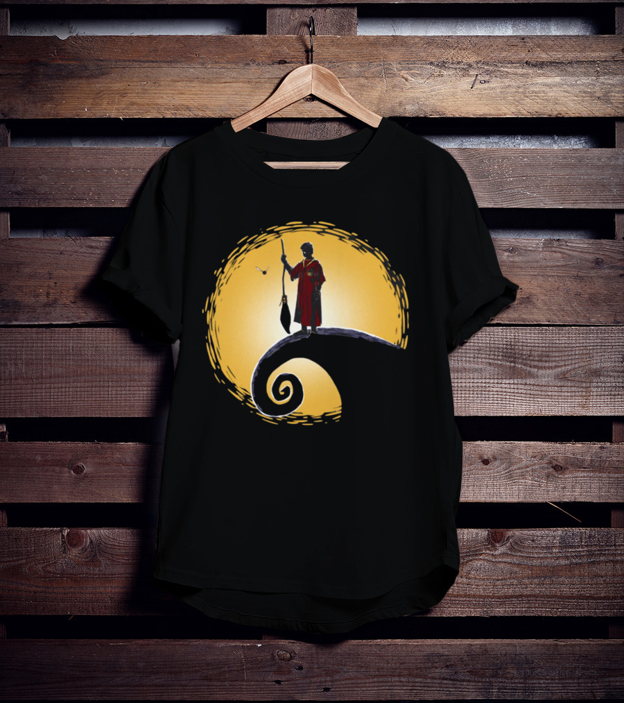 Quidditch Before Christmas Wizards Moon Scene T-Shirt