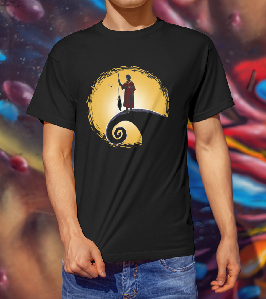 Quidditch Before Christmas Wizards Moon Scene T-Shirt