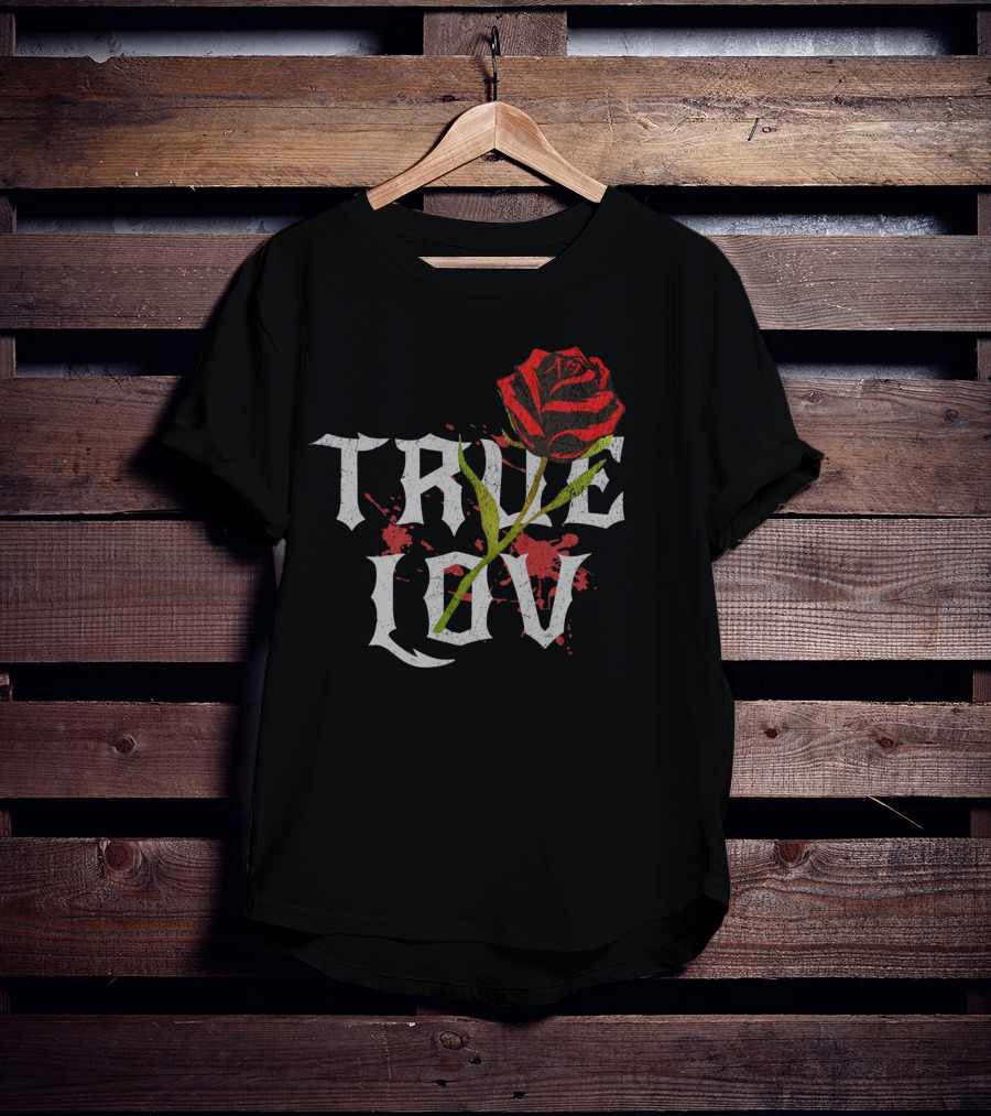 True Love Gothic Rose With Red Splatter T-Shirt