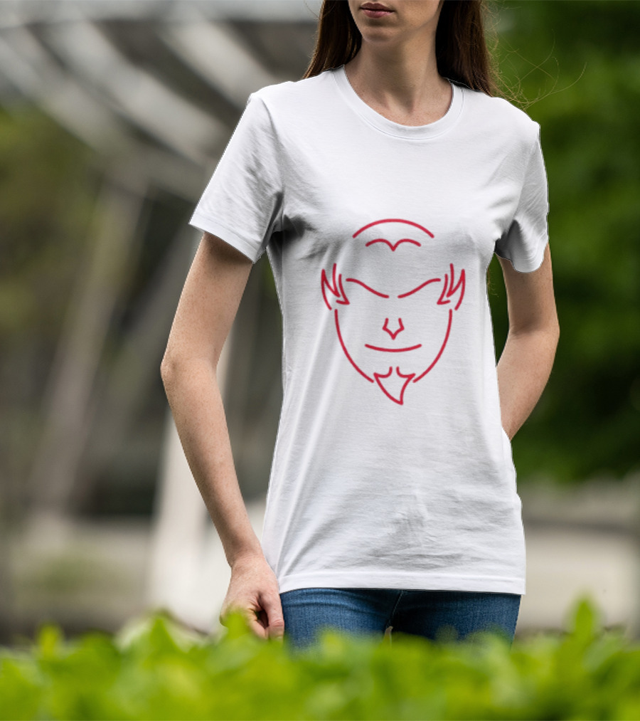 Devils Neon Face Red And White Horns T-Shirt