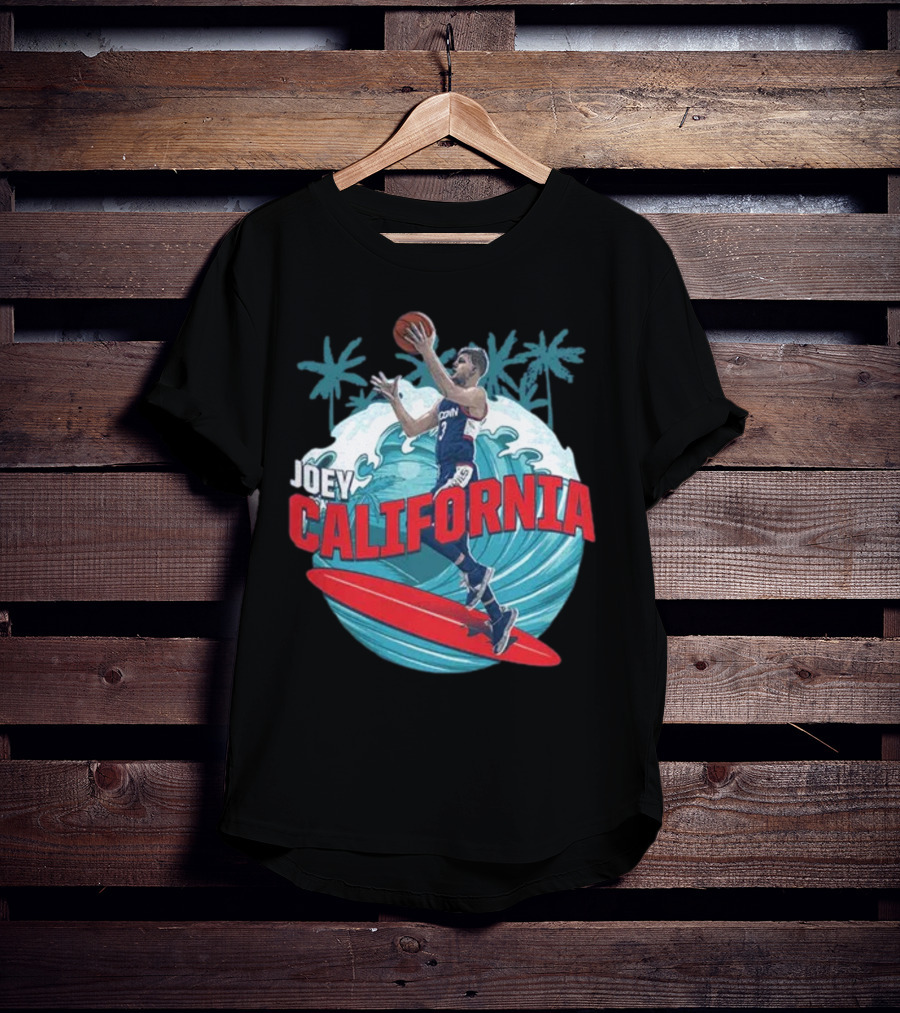 Joey California Basketball Surfing UConn Wave Palms T-Shirt