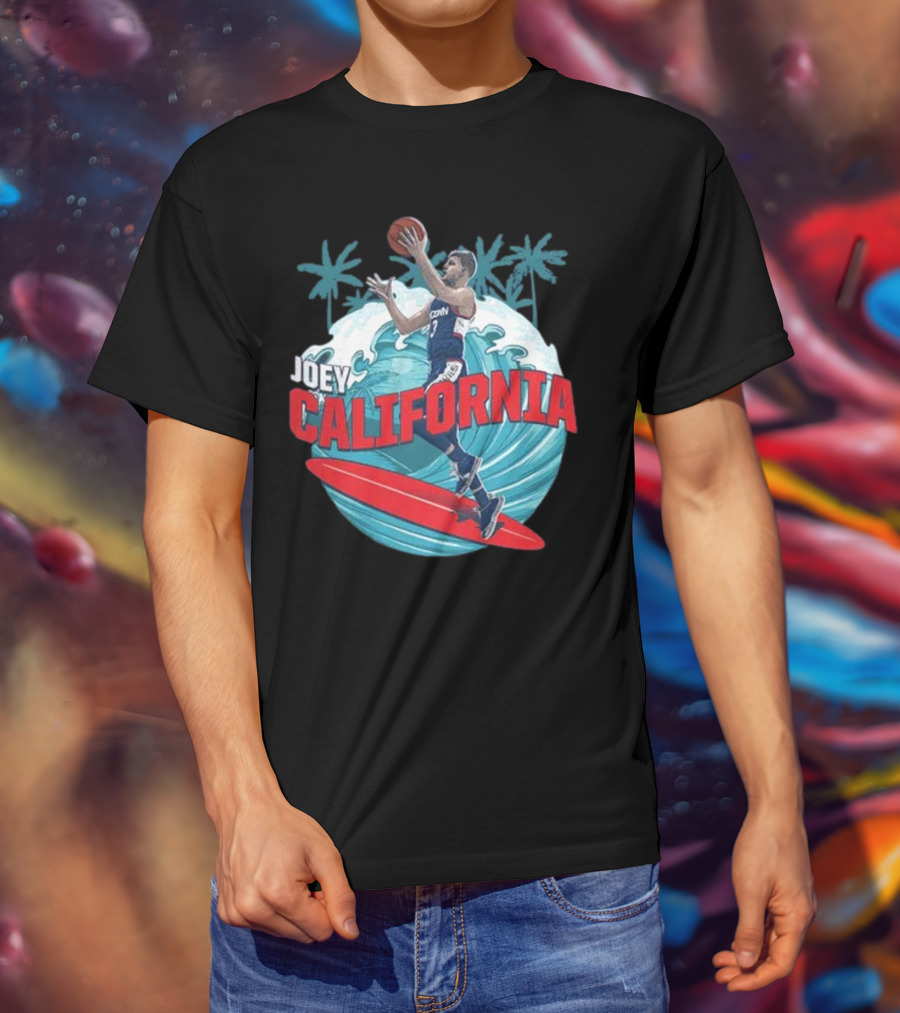 Joey California Basketball Surfing UConn Wave Palms T-Shirt