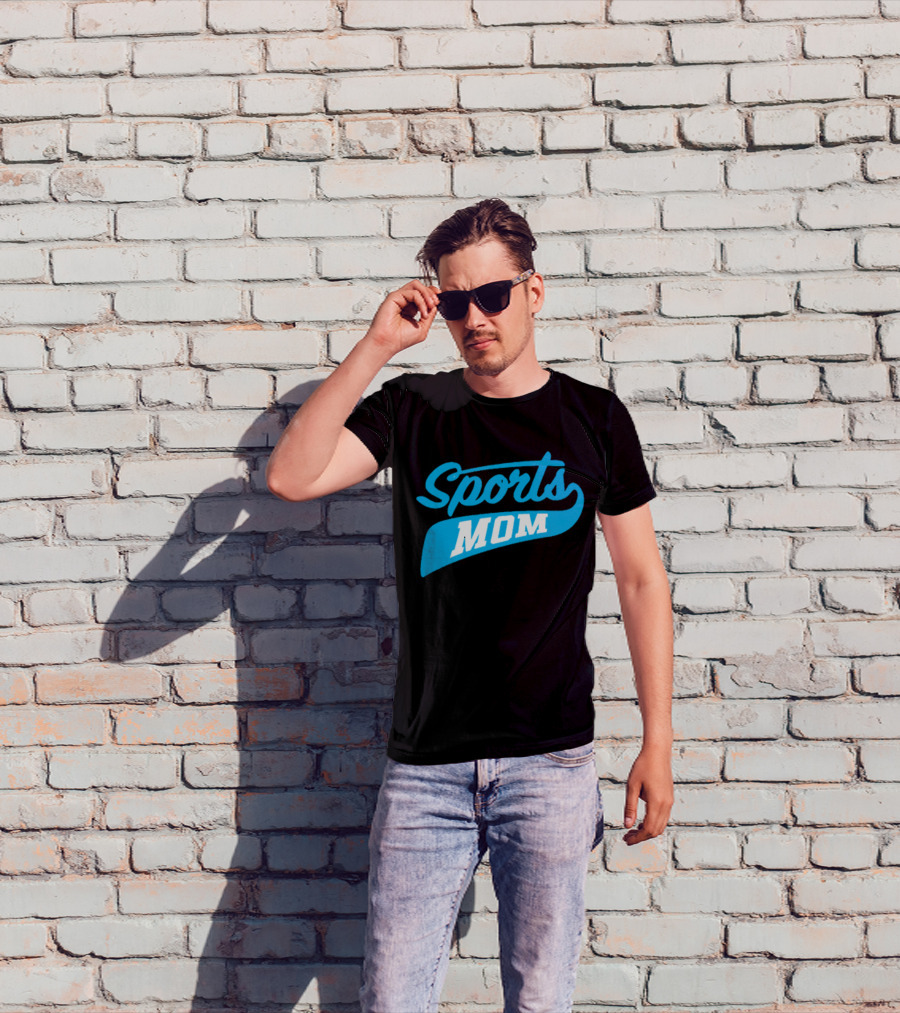 Sports Mom Blue Script Style T-Shirt