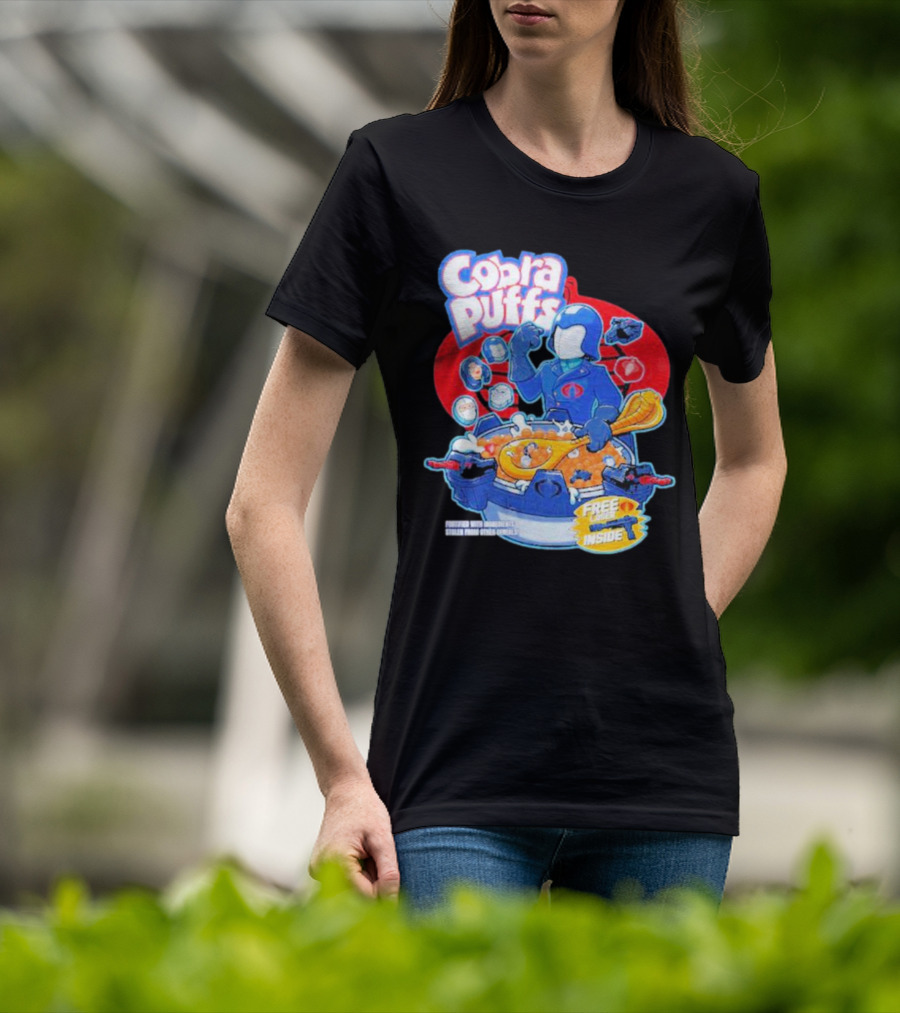 Cobra Puffs Free Laser Inside Funko Pop Style Cereal Commander Cartoon Scene T-Shirt