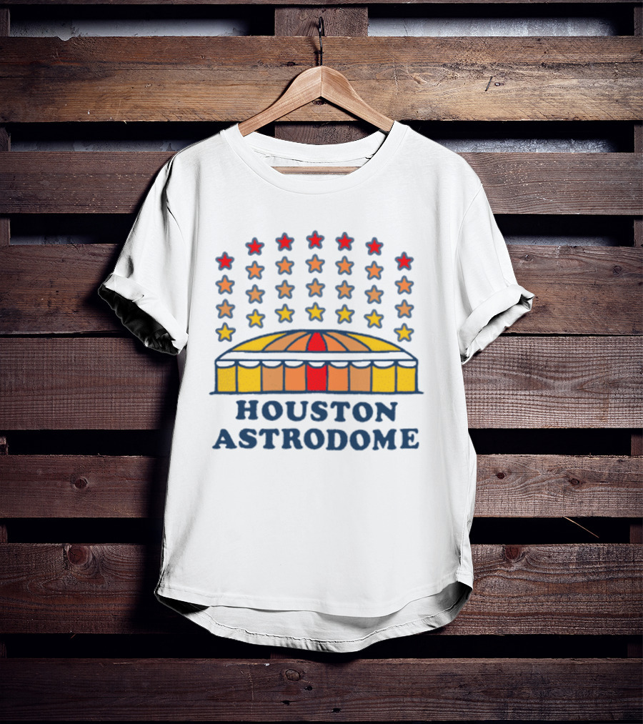 Houston Astrodome Stars Dome With Colorful Red Orange Yellow Stars T-Shirt