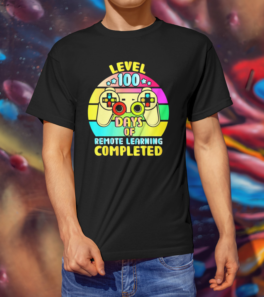Level 100 Days Of Remote Learning Completed Vintage Controller T-Shirt
