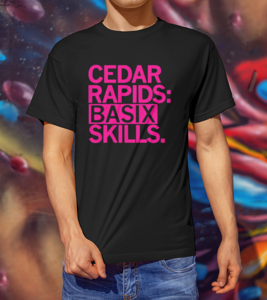 Cedar Rapids Basix Skills Retro Bold Typography T-Shirt