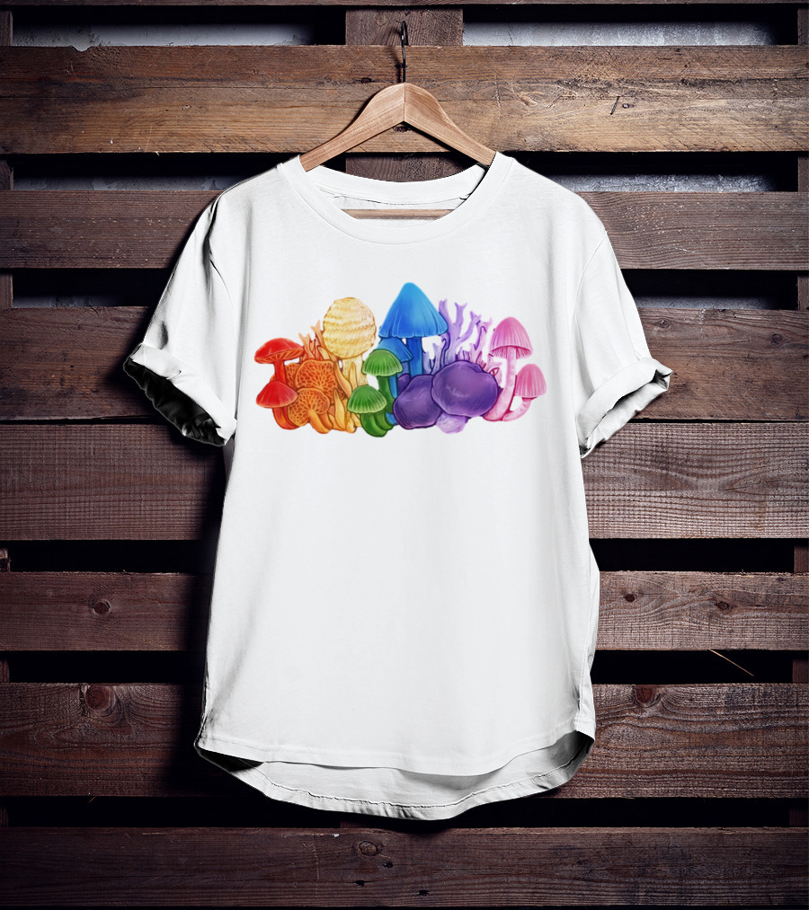 NZ Rainbow Fungi Colorful Mushroom Collection T-Shirt