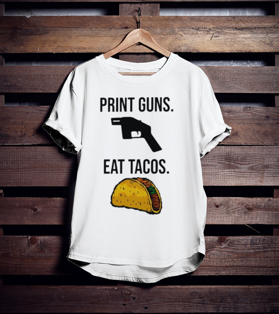 Print Guns Pistol Icon Eat Tacos Mexican Food T-Shirt