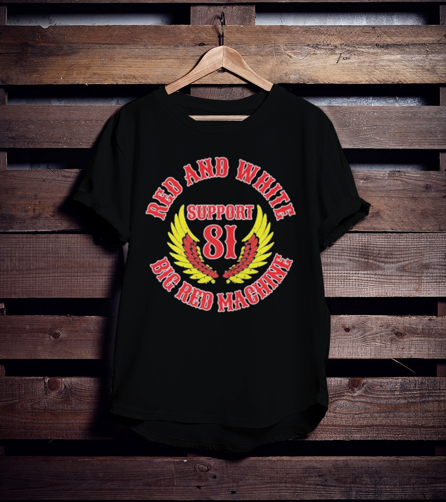 Red And White Support 81 Big Red Machine Wings Emblem T-Shirt