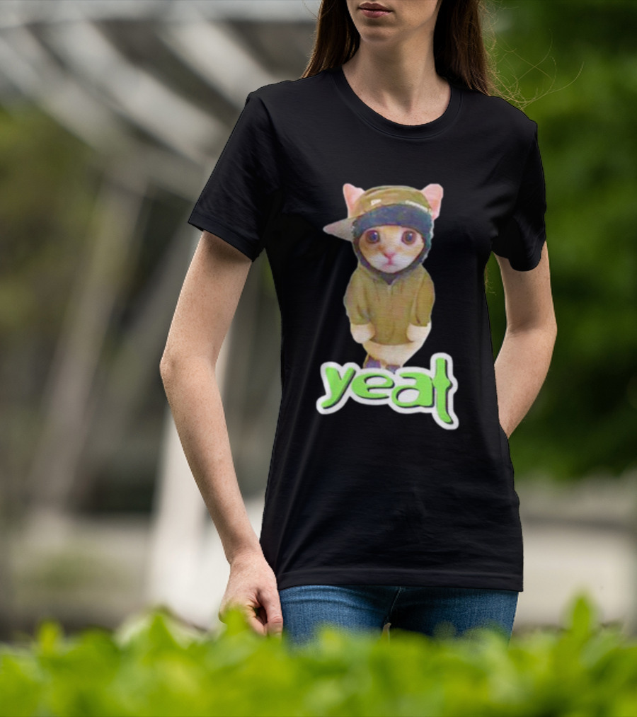 Yeat Cat Funny Hoodie And Cap Cat Image T-Shirt