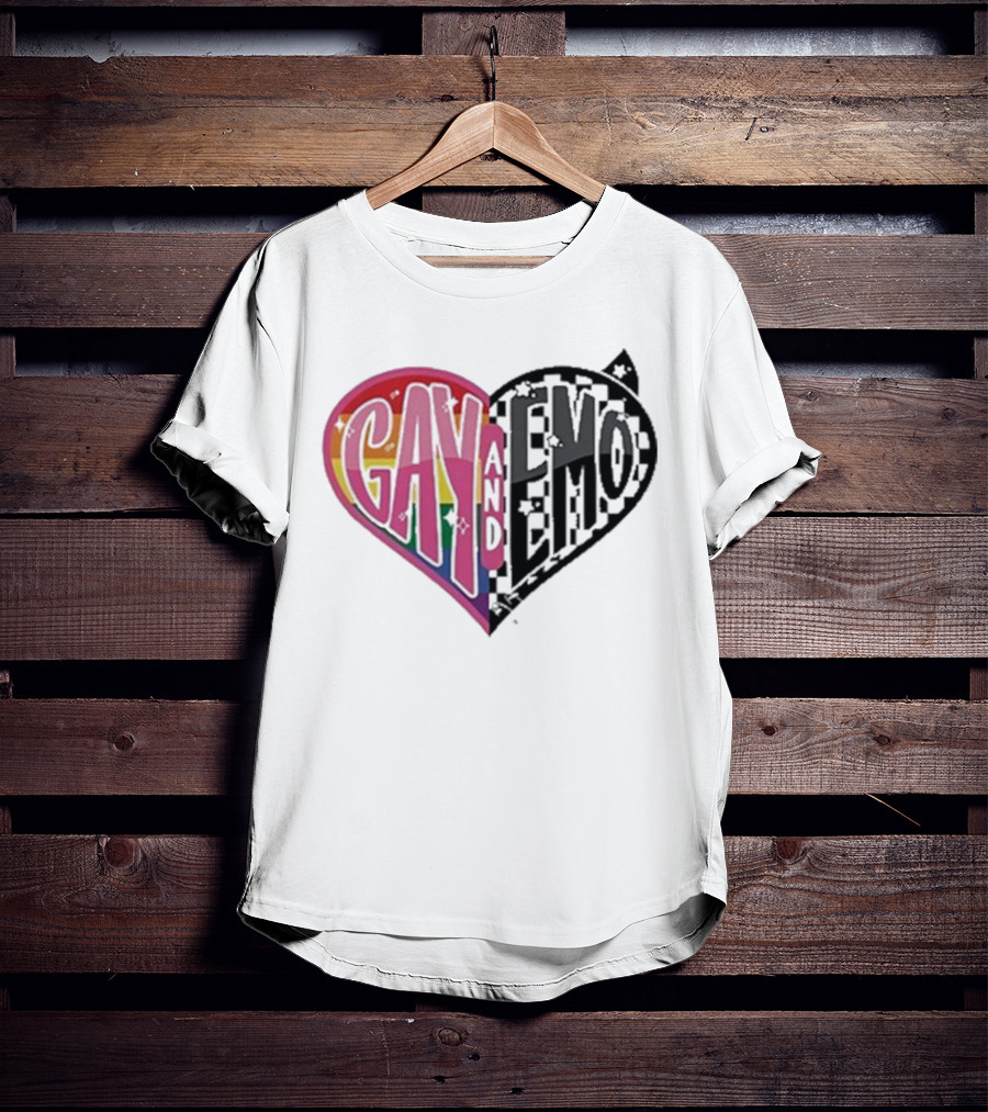 Gay And Emo Rainbow Heart T-Shirt