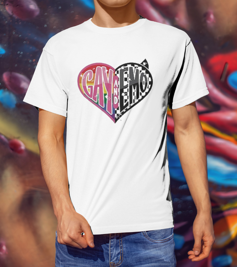 Gay And Emo Rainbow Heart T-Shirt