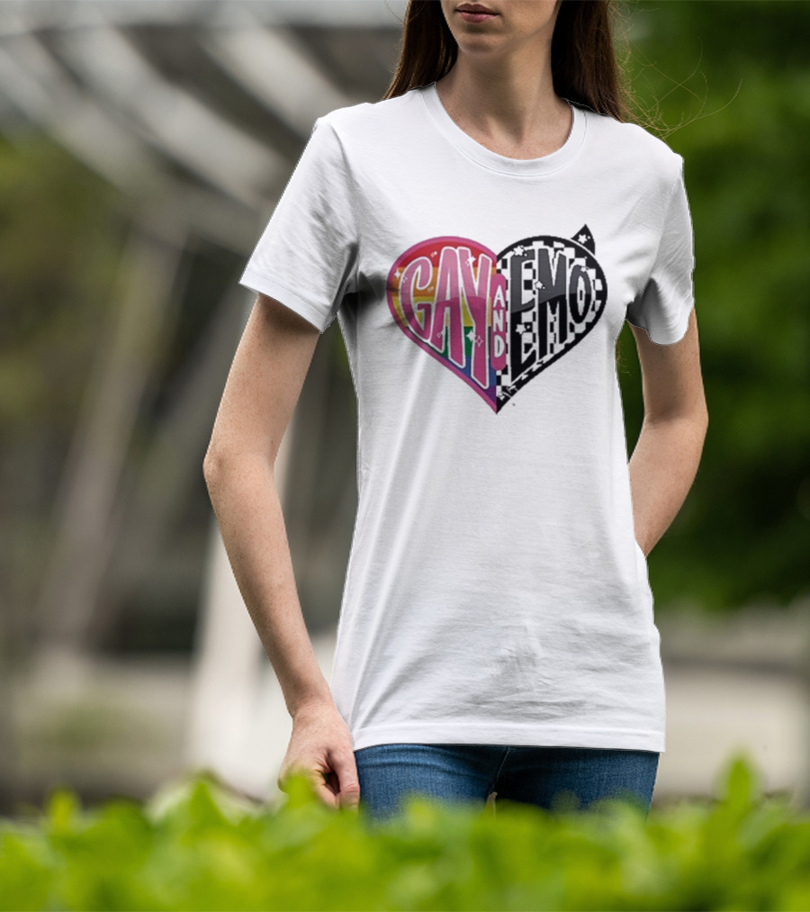 Gay And Emo Rainbow Heart T-Shirt