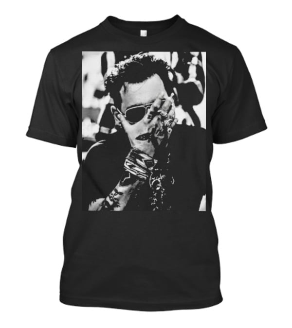 Johnny Depp Black And White Tattoo Style Photo T-Shirt