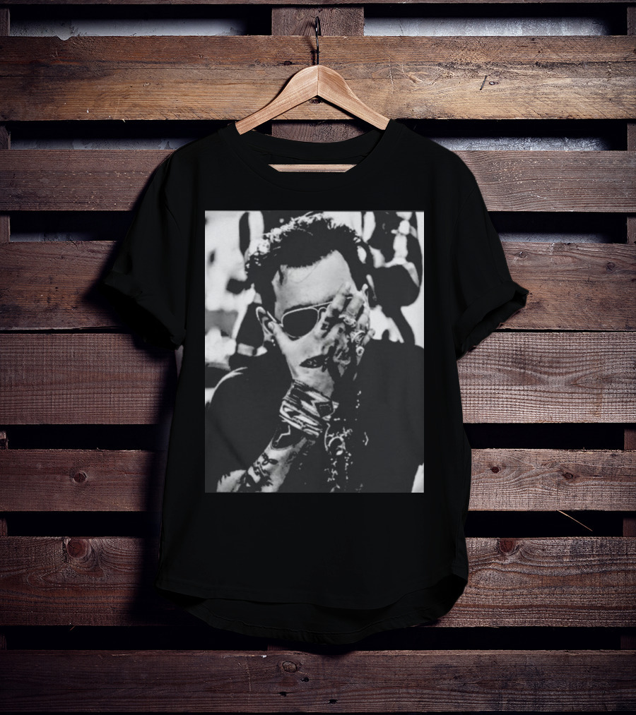 Johnny Depp Black And White Tattoo Style Photo T-Shirt