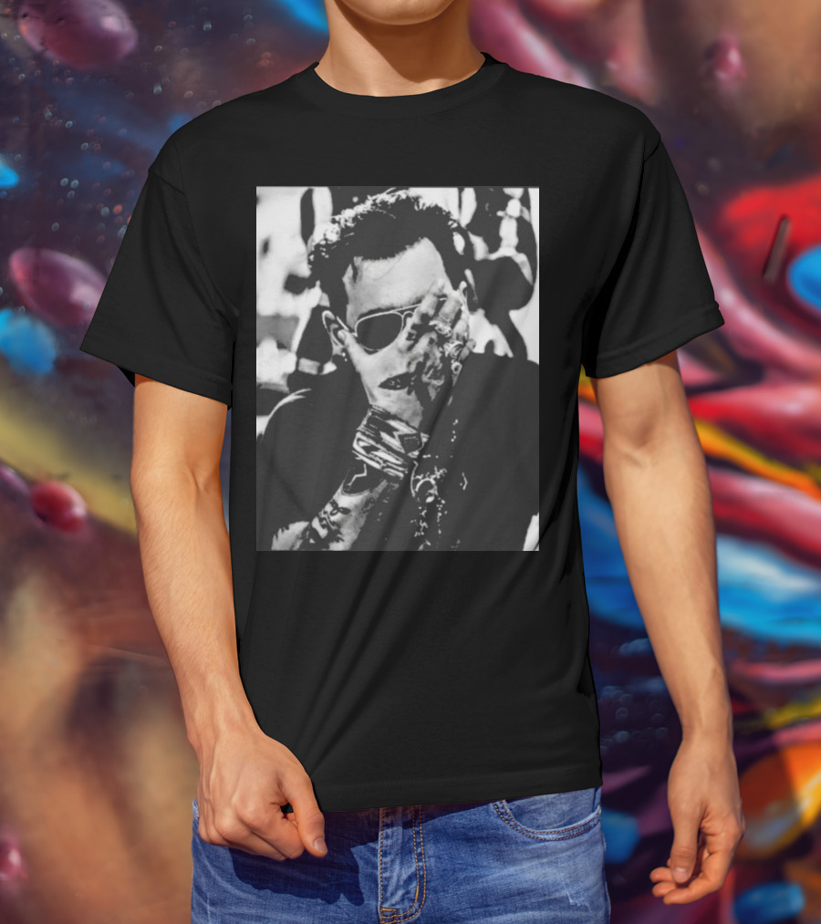 Johnny Depp Black And White Tattoo Style Photo T-Shirt