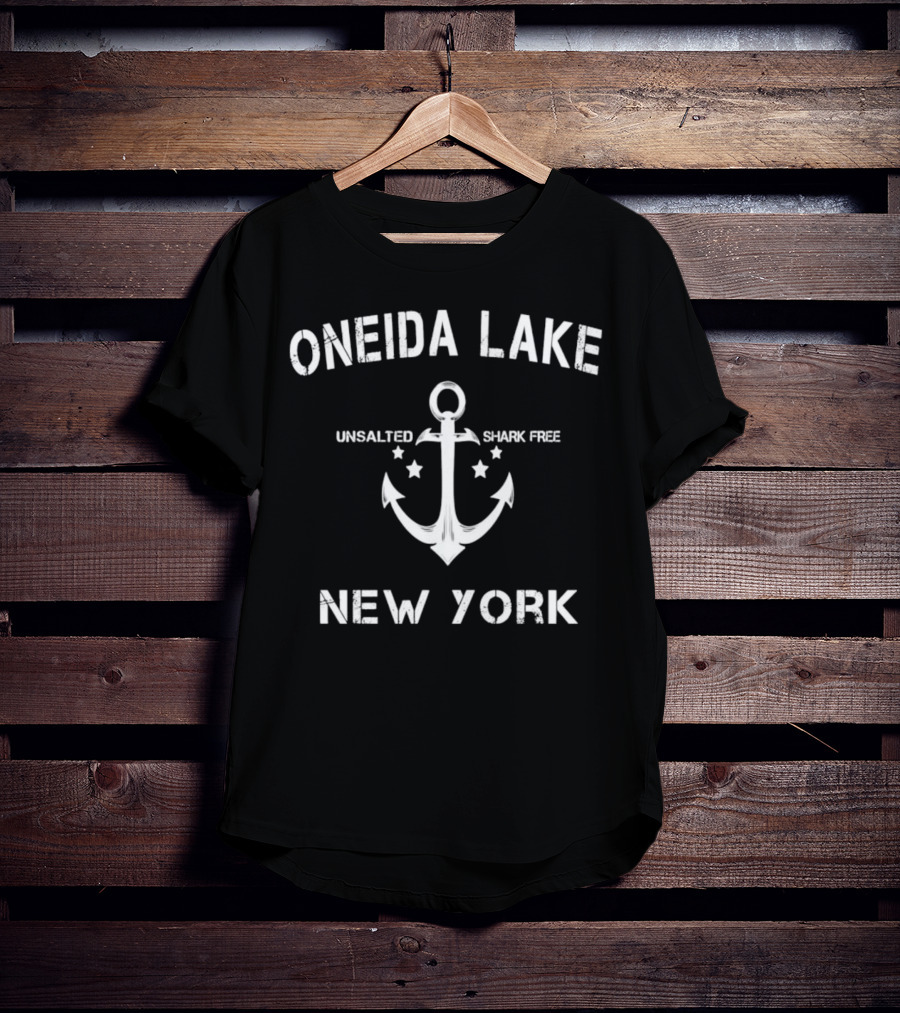 Oneida Lake Unsalted Shark Free Anchor New York T-Shirt