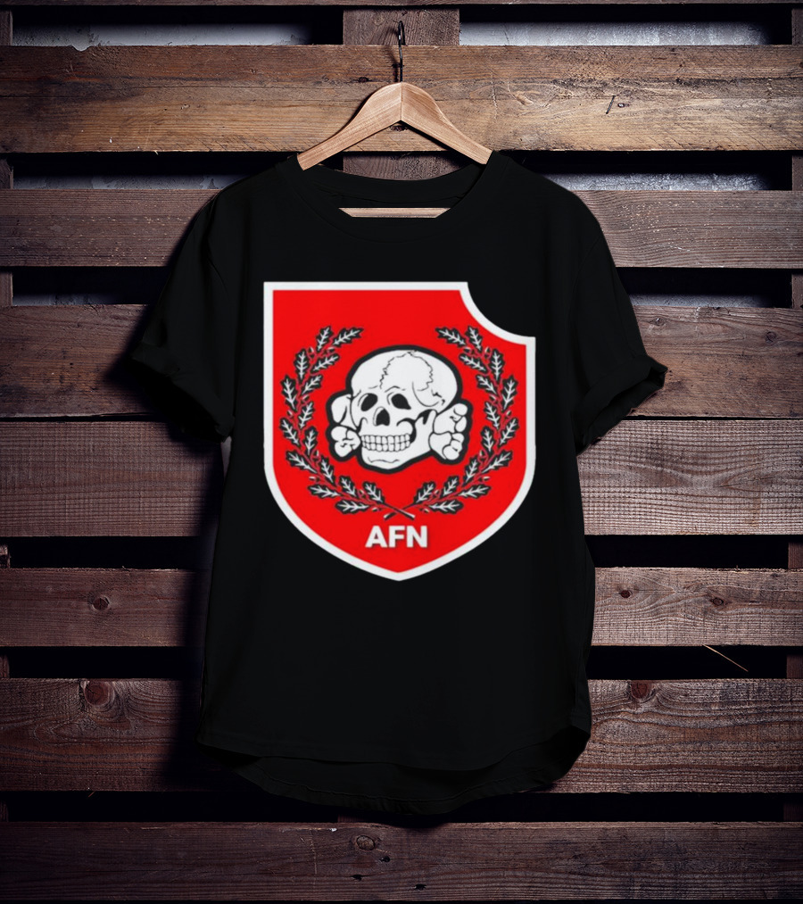 Amuse AFN Aryan Freedom Network Skull Emblem Badge T-Shirt