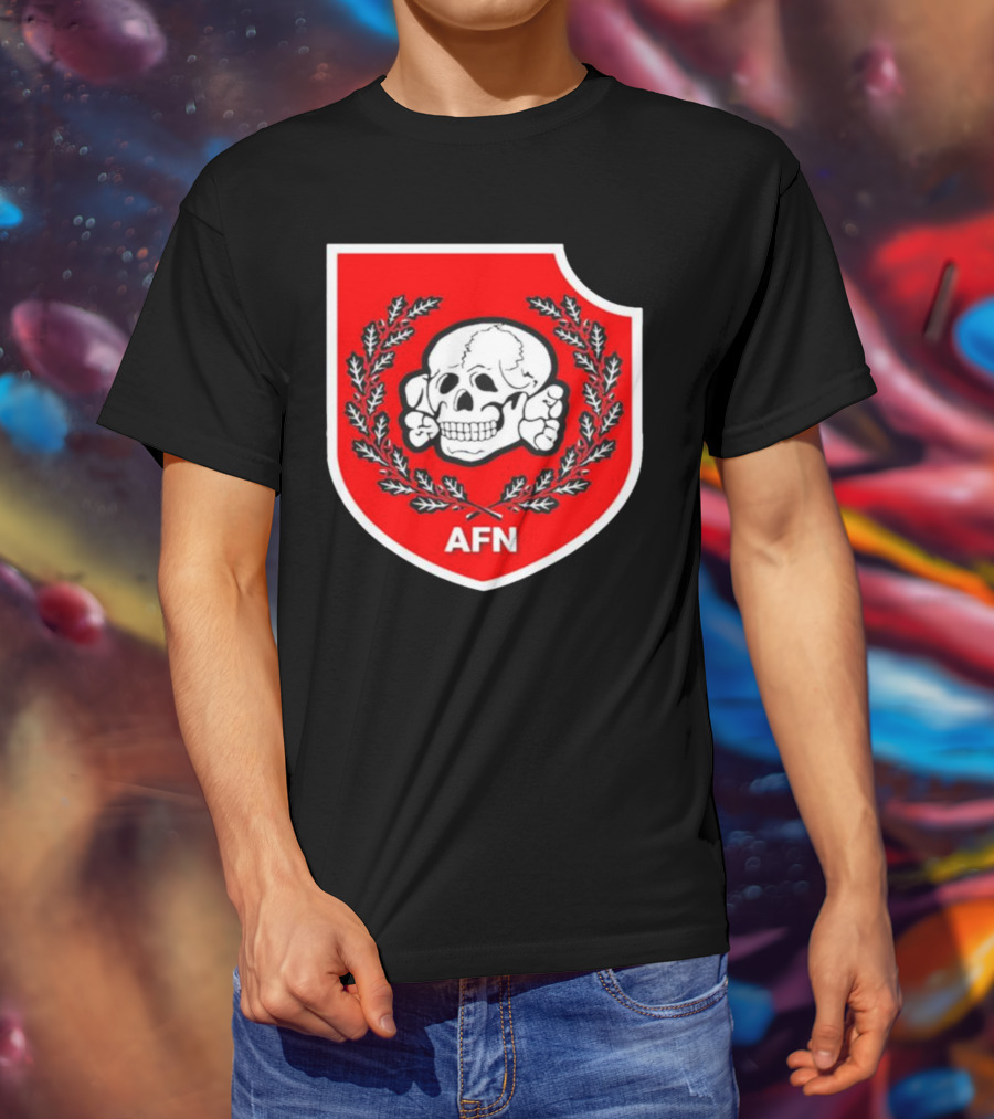 Amuse AFN Aryan Freedom Network Skull Emblem Badge T-Shirt