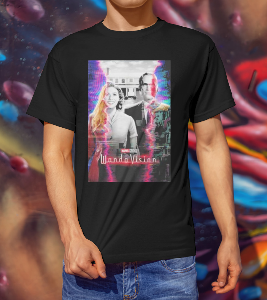 Marvel Studios WandaVision Colorful Glitch Effect Retro TV T-Shirt