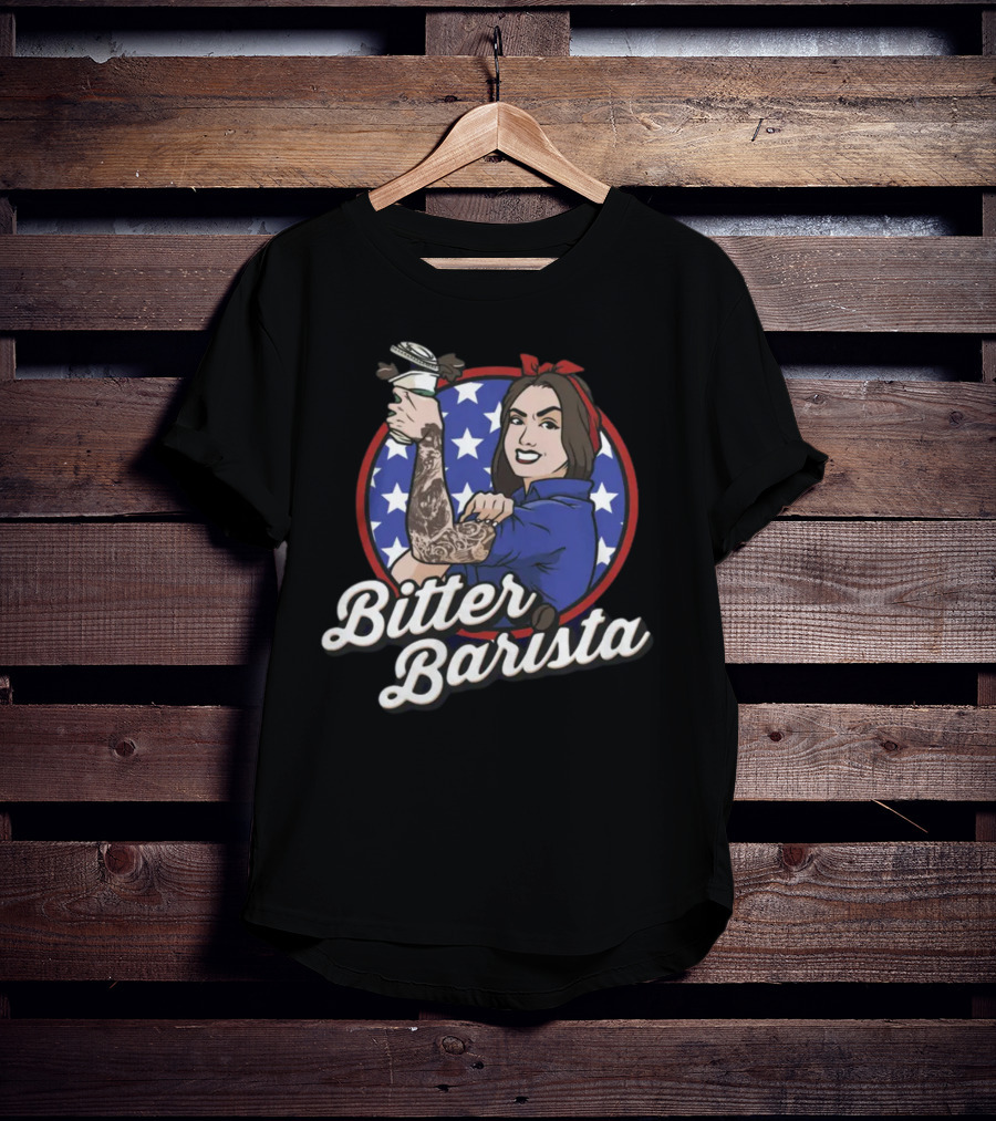 Bitter Barista Tattoed Rosie Holding Coffee T-Shirt