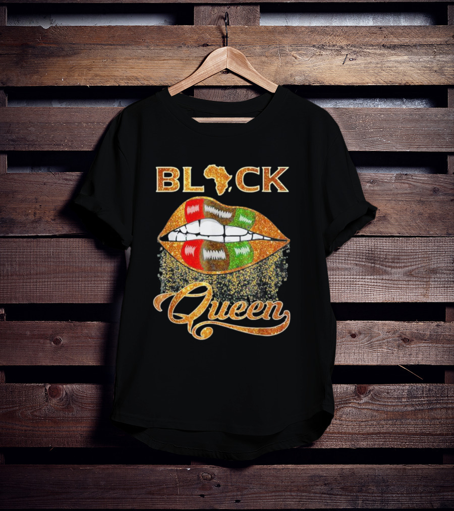 Black Queen Lips Red Green African Flag Africa T-Shirt