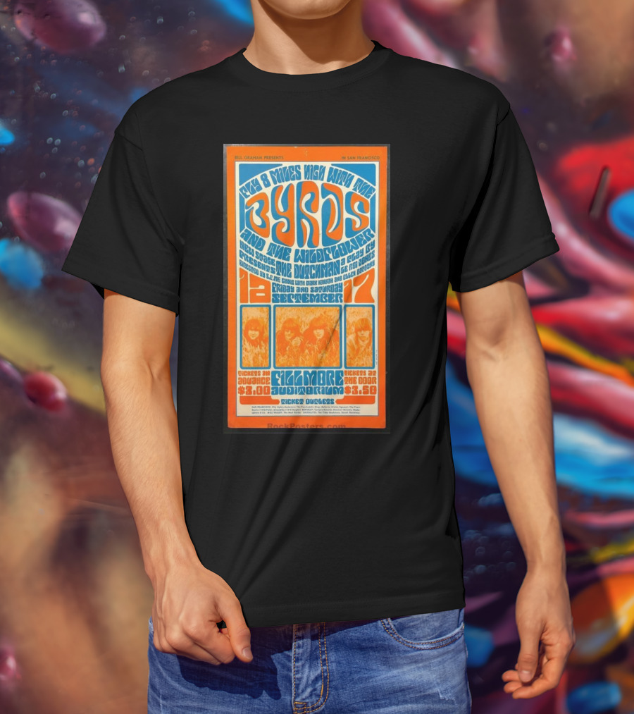 Bill Graham Presents Byrds And Wildflower September 1966 Fillmore Auditorium San Francisco T-Shirt