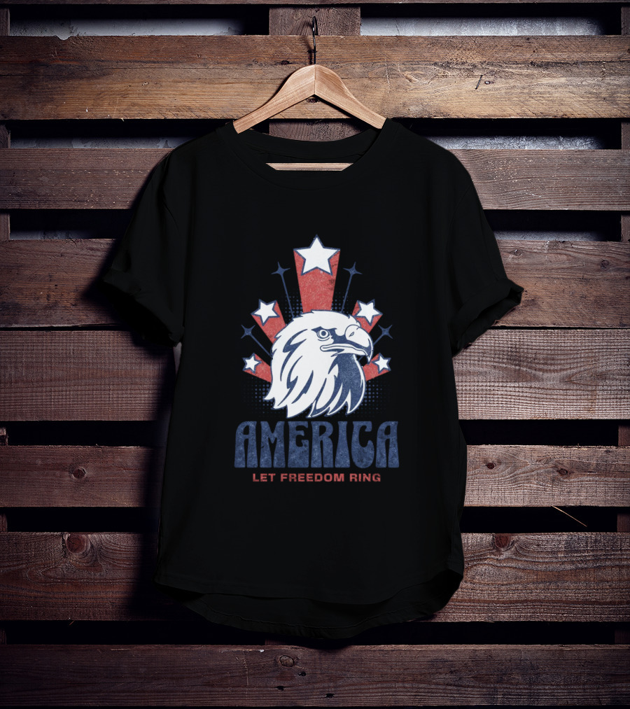 America Let Freedom Ring Bald Eagle Stars T-Shirt