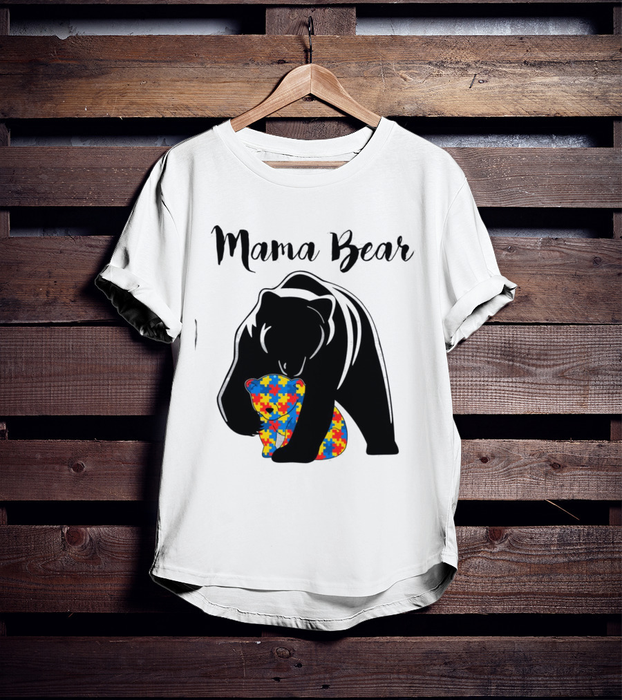 Mama Bear Autism Puzzle Piece Hug T-Shirt