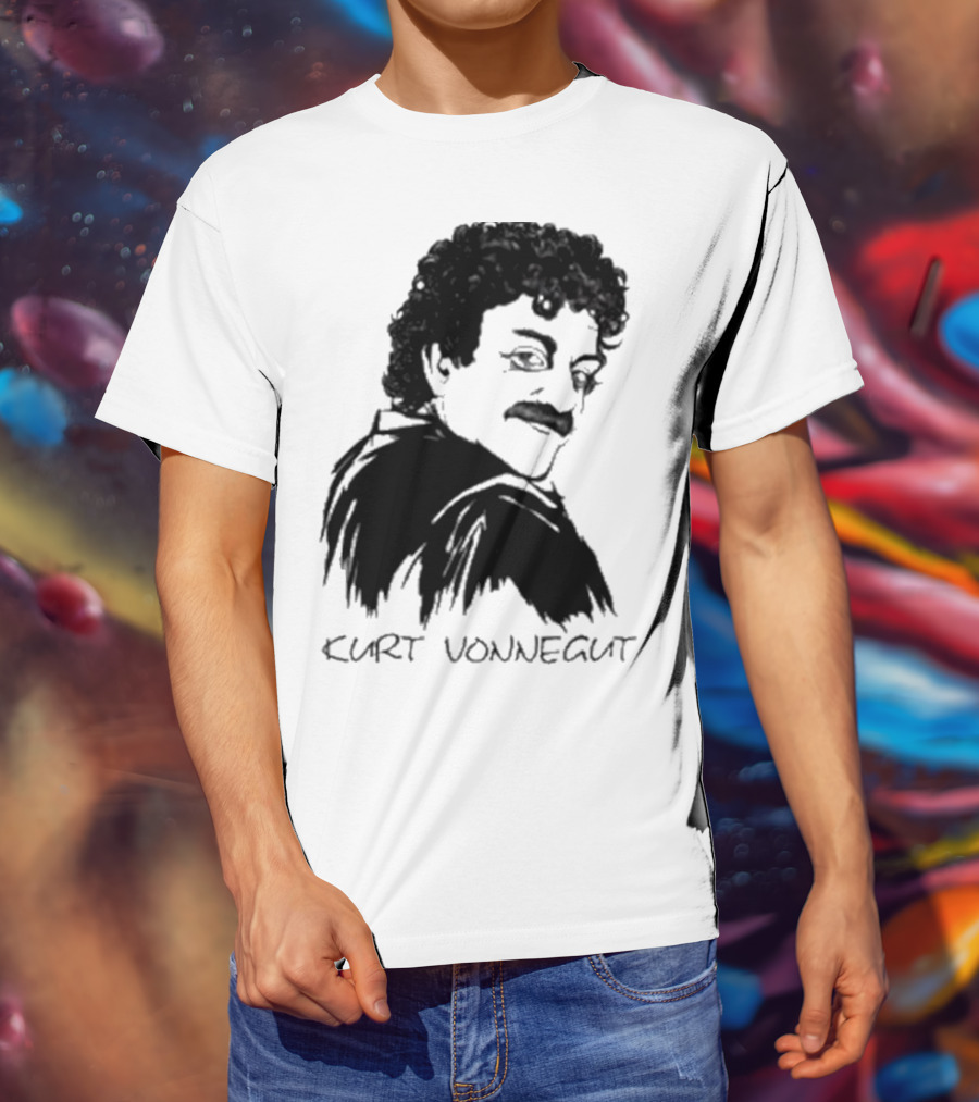 Kurt Vonnegut Black And White Stylized T-Shirt