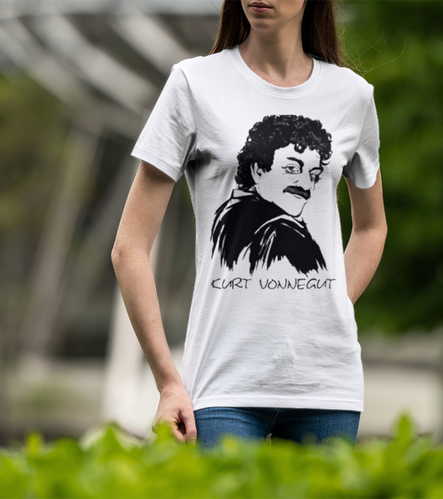 Kurt Vonnegut Black And White Stylized T-Shirt