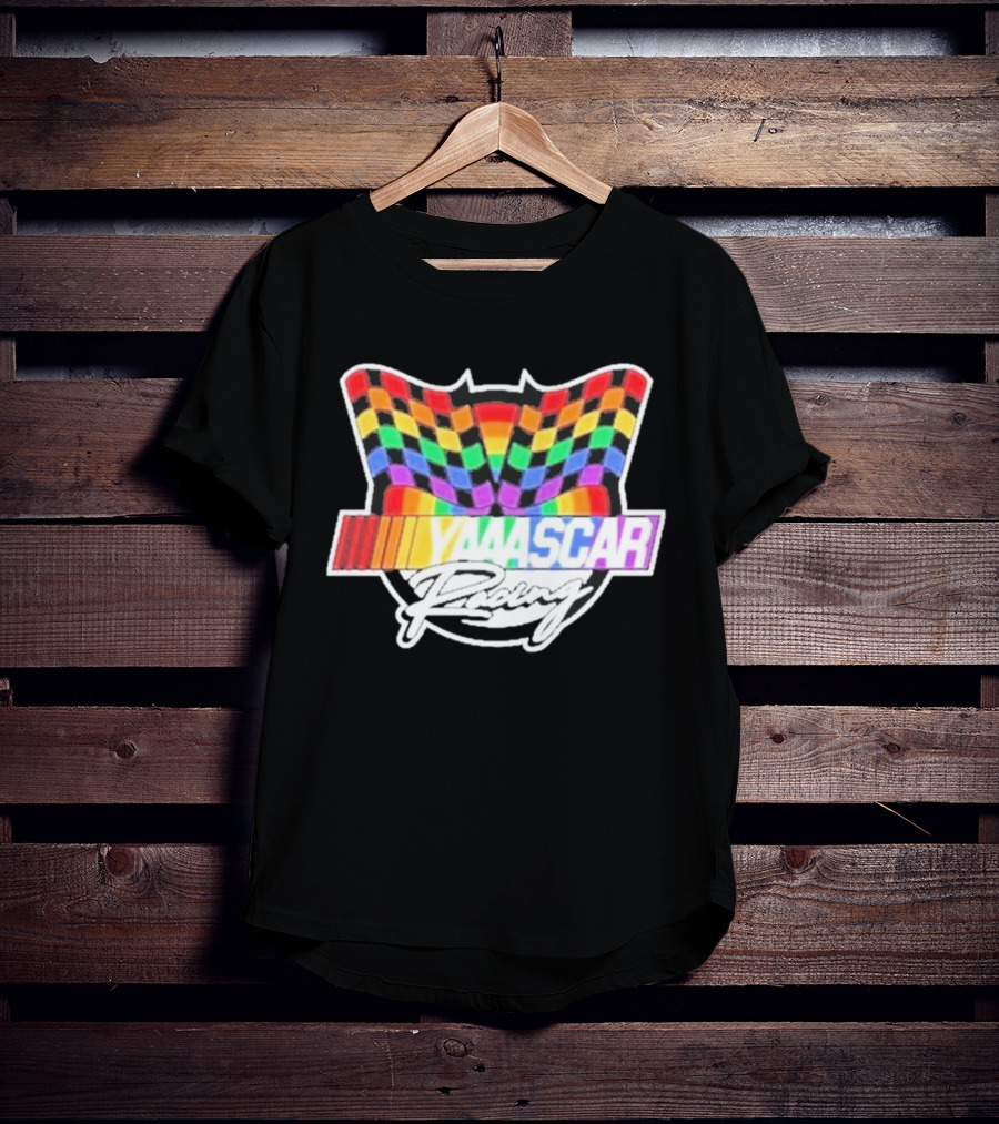 Yaascar Racing Rainbow Checkered Flag T-Shirt