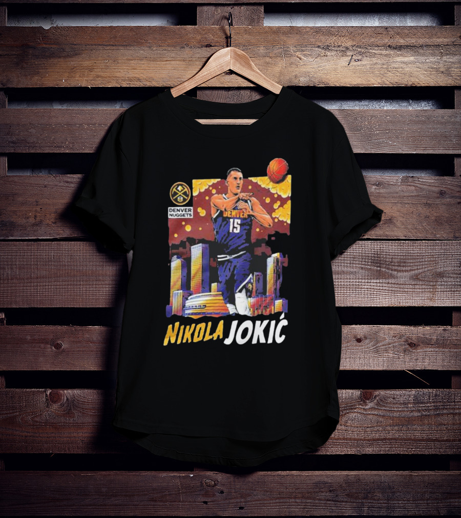 Nikola Jokic Denver Nuggets Nba Player Basketball Skyline T-Shirt