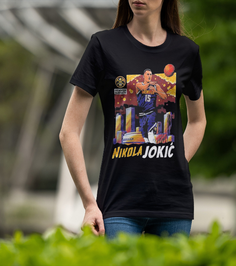 Nikola Jokic Denver Nuggets Nba Player Basketball Skyline T-Shirt