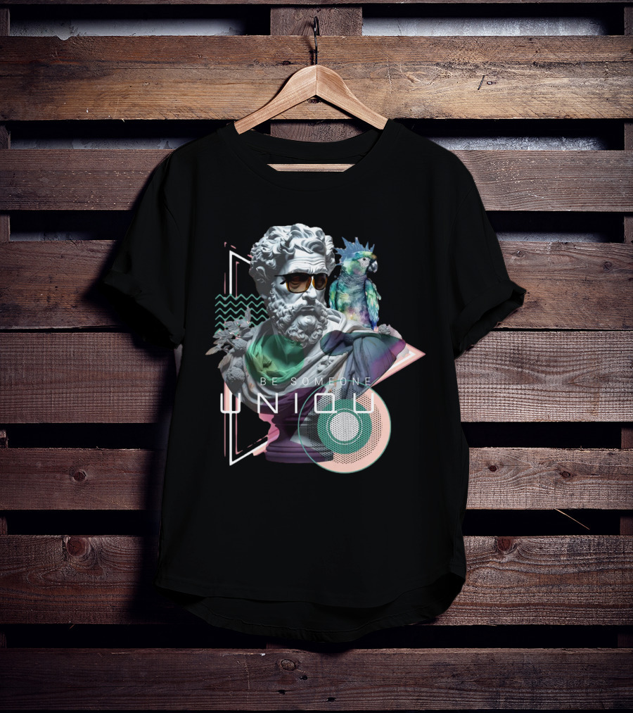Be Someone Unique Statue With Sunglasses And Colorful Parrot T-Shirt