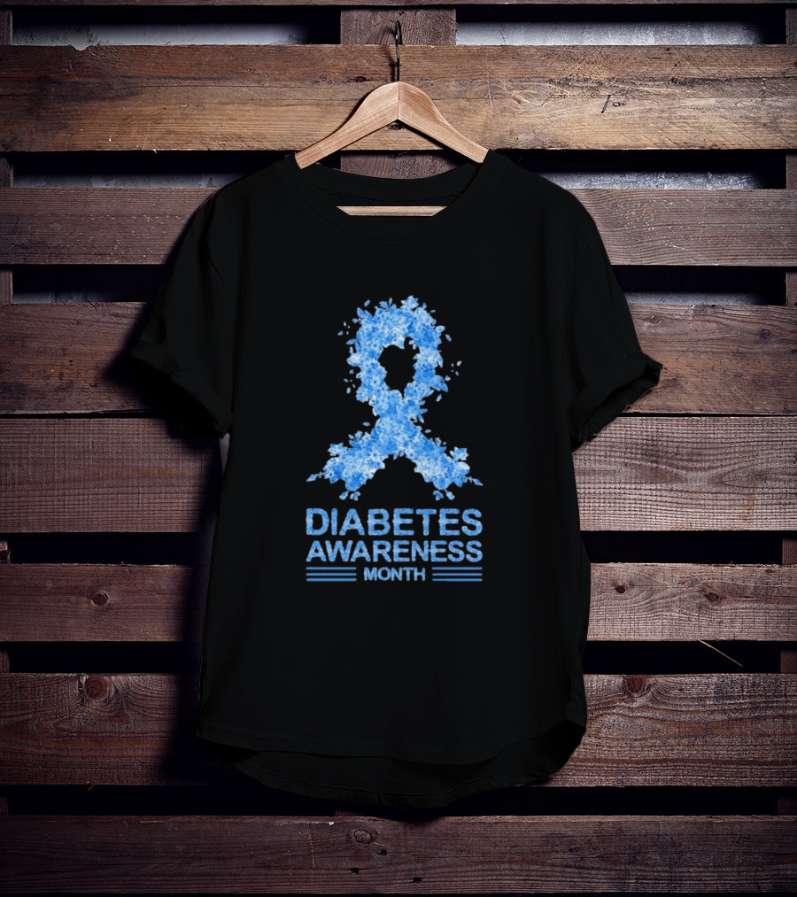 Diabetes Awareness Month Blue Ribbon T-Shirt
