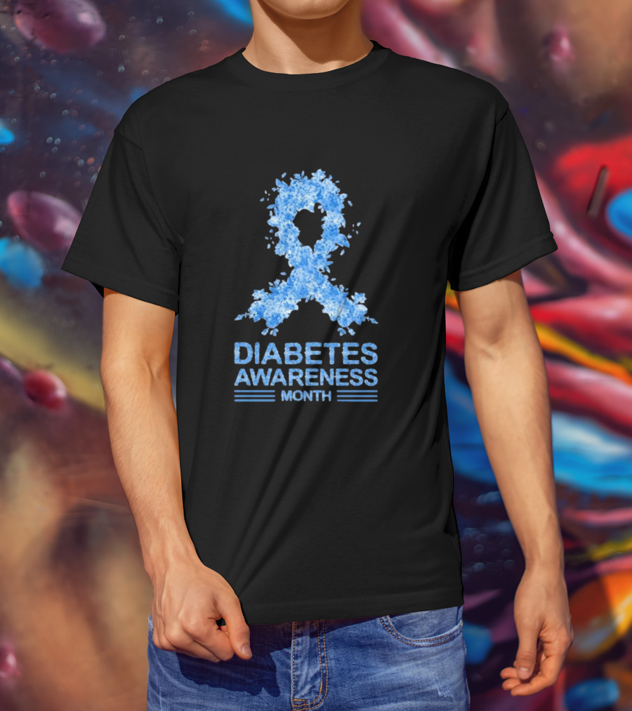 Diabetes Awareness Month Blue Ribbon T-Shirt