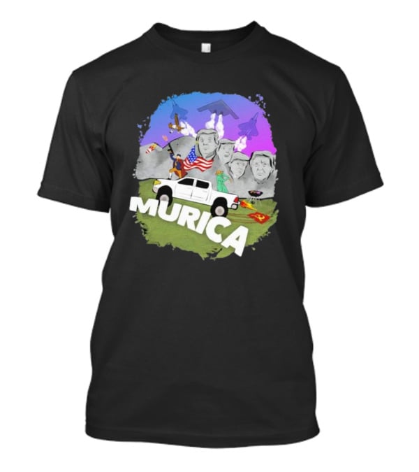 Murica Mount Rushmore Bald Eagle Statue Of Liberty Pickup Truck Bombers Jets T-Shirt