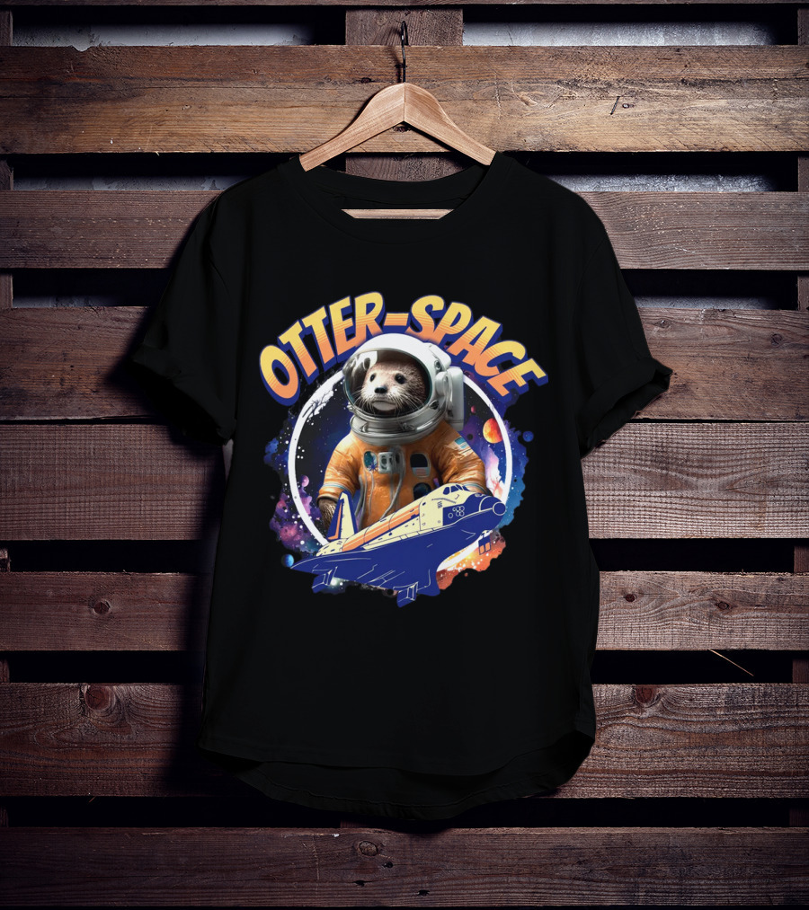 OTTER-SPACE Astronaut Otter In Space Shuttle Adventure T-Shirt